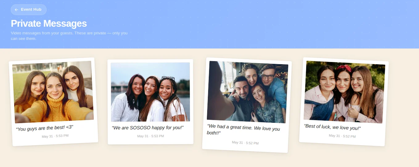 The Private Messages view showing personal photo notes from guests to the host